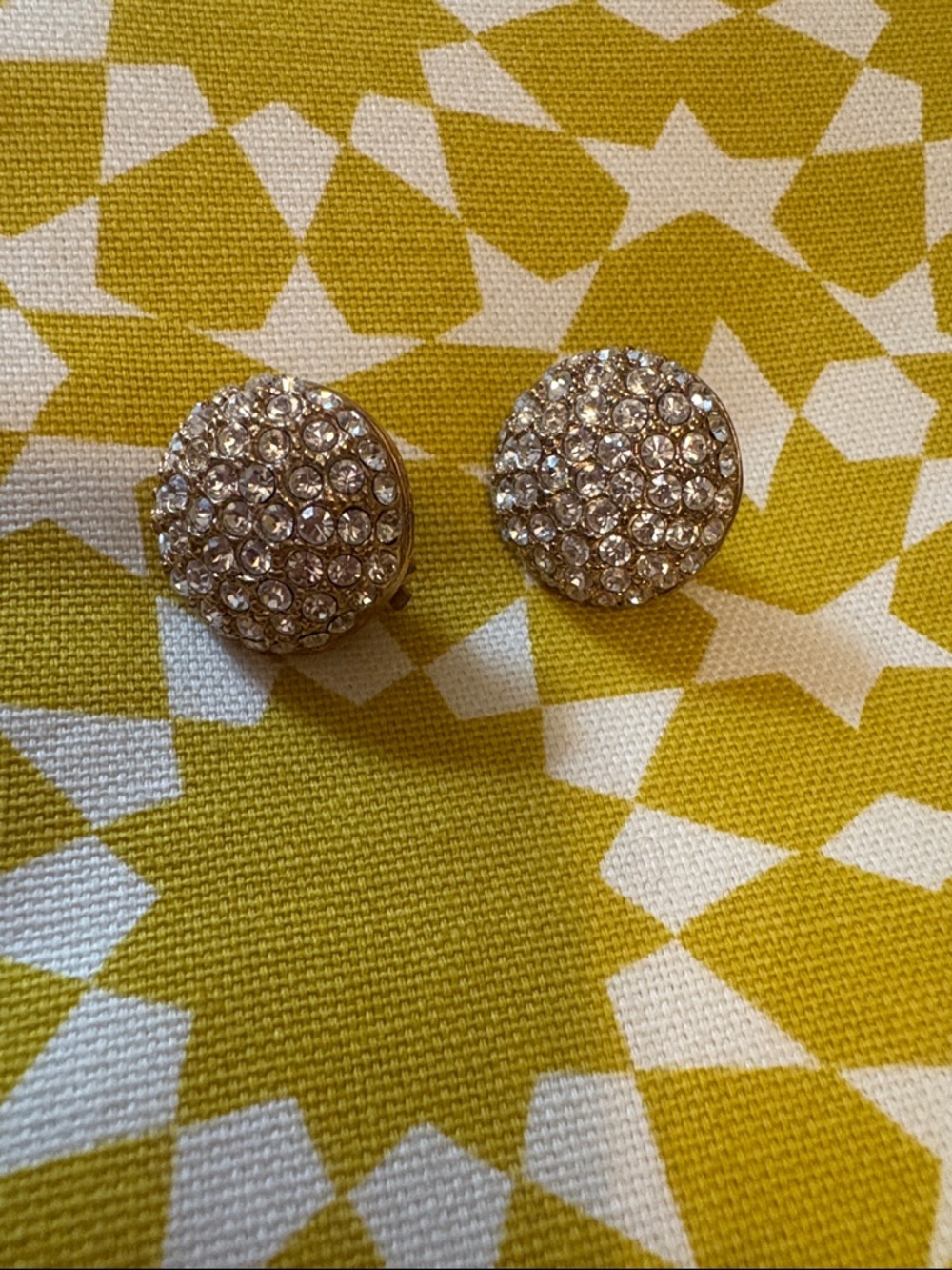 Roman brand Crystal Pave Round Clip-On Earrings - Gold Tone